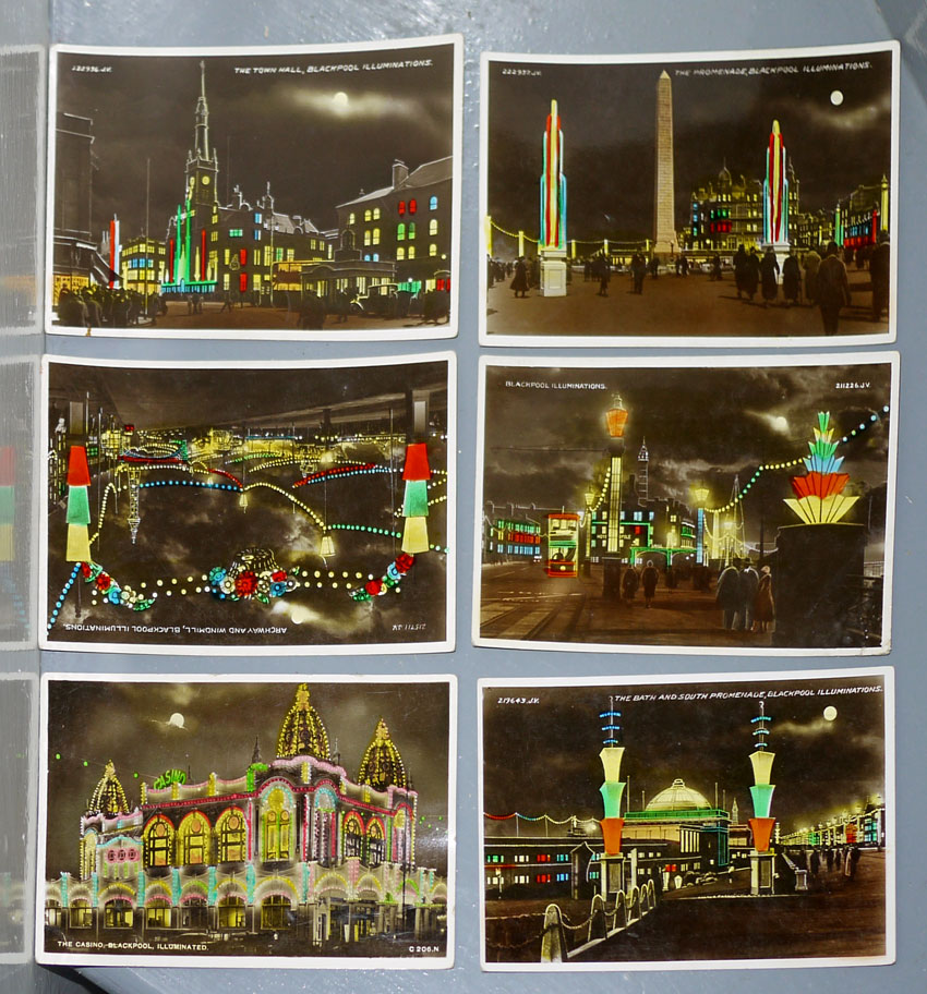 Blackpool illuminations at night photo postcards