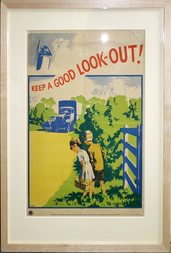 signed 1950s road safety poster