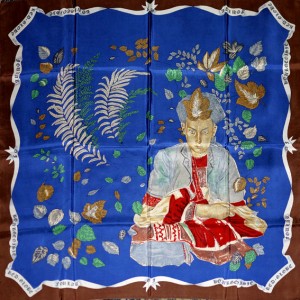 Red Globe silk souvenir scarf