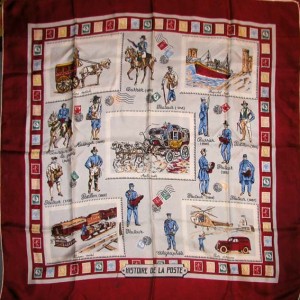 French 'Histoire de la Poste' silk scarf