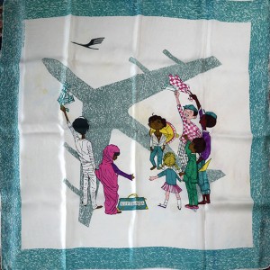 souvenir Lufthanza silk scarf, signed Hassler Go