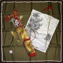 vintage c.1960s Golfing souvenir silk twill scarf