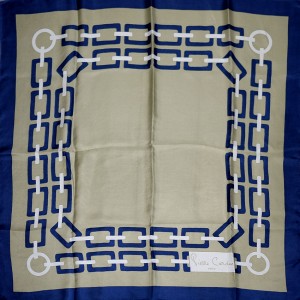 Pierre CARDIN silk scarf taupe, navy, ivory