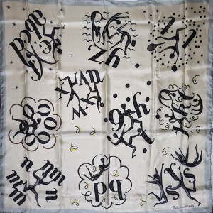 after Eric RAVILIOUS silk scarf with monotype woodcut design, Beckford Silks