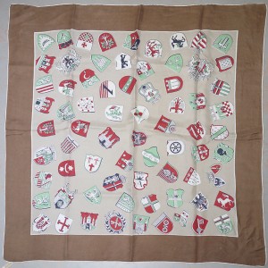 c.1950s Swiss souvenir silk scarf