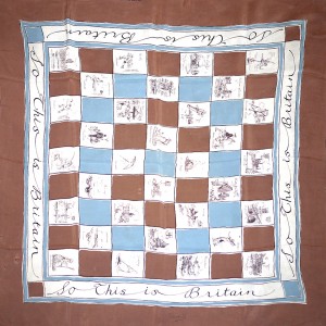 THIRKELL 1940s patriotic British souvenir scarf, rayon