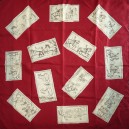 ASCHER rare 1940s silk scarf, horse dressage, red