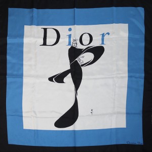 rare CHRISTIAN DIOR silk scarf, designed by Rene GRUAU
