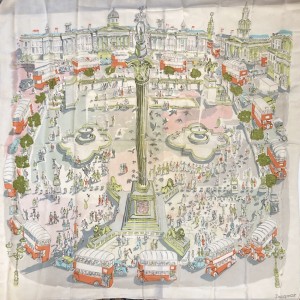 JACQMAR 1940s silk scarf Trafalgar Square, London souvenir