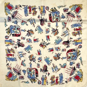 early 1950s silk scarf French mariners, naval