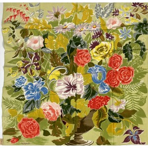 Jacqmar 1940s floral display, silk, with Saks 5th Ave label