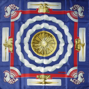 rare HERMES PARIS silk twill scarf, special ed. Air France
